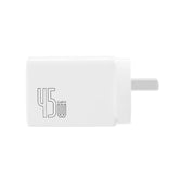 iQuick GaN II 45W Dual-USB-C Fast Charger | USB-C PD 3.0 2-Port (White)